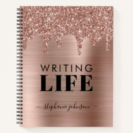 Rose Gold Glitzer Tropfen Personalisiert Writer Notizblock