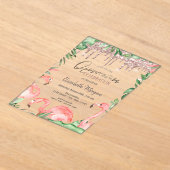 Rose Gold Glitzer Tropfen Pink Flamingos Quinceañe Acryleinladungen (Ablage )