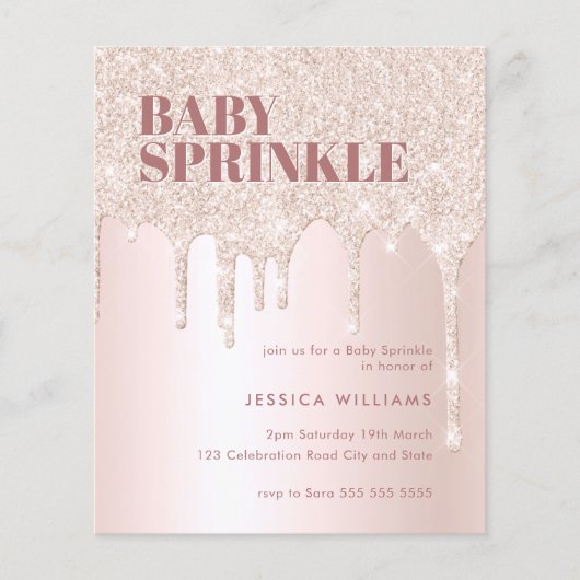 Rose Gold Glitzer Tropfen Pink Girl Baby Sprinkle (Vorderseite)