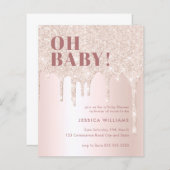 Rose Gold Glitzer Tropfen Pink Girl Oh Babydusche (Vorne/Hinten)