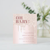 Rose Gold Glitzer Tropfen Pink Girl Oh Babydusche (Stehend Vorderseite)