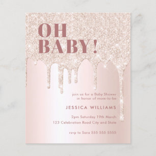 Rose Gold Glitzer Tropfen Pink Girl Oh Babydusche 