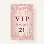 Rose Gold Glitzer Tropfen Pink Luxus Vip Ausweis (Vorderseite)