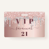 Rose Gold Glitzer Tropfen Pink Silber Vip Ausweis (Vorderseite)
