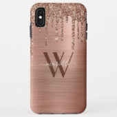 Rose Gold Glitzer Tropfen Pinsel Case-Mate iPhone Hülle (Rückseite)
