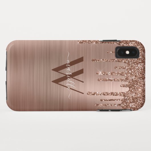 Rose Gold Glitzer Tropfen Pinsel Case-Mate iPhone Hülle (Rückseite (Horizontal))