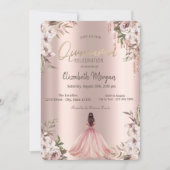 Rose Gold Glitzer Tropfen Princess Dress Blume Einladung (Vorderseite)