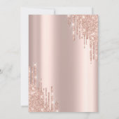 Rose Gold Glitzer Tropfen Quinceañera Einladung (Rückseite)
