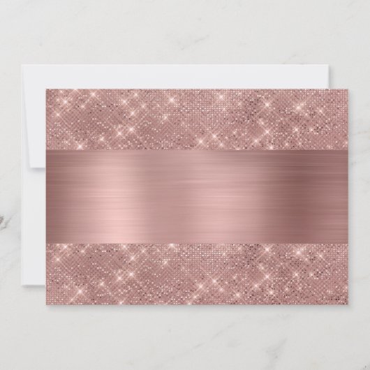 Rose Gold Glitzer Tropfen Quinceañera Einladung (Rückseite)