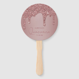 Rose Gold Glitzer Tropfen Quinceanera Foto Fächer