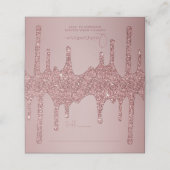 Rose Gold Glitzer Tropfen Quinceanera Platzkarte (Außenseite Aufgefaltet)
