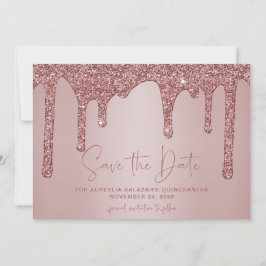 Rose Gold Glitzer Tropfen Quinceanera Save the Dat Save The Date