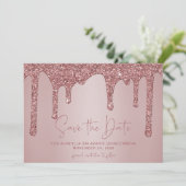 Rose Gold Glitzer Tropfen Quinceanera Save the Dat Save The Date (Stehend Vorderseite)