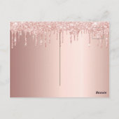 Rose gold Glitzer Tropfen Rosa Baby Dusche Einladu Postkarte (Rückseite)