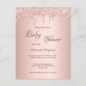 Rose gold Glitzer Tropfen Rosa Baby Dusche Einladu Postkarte (Vorderseite)