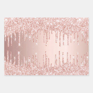 Rose Gold Glitzer Tropfen Rosa Funkelglasur gürtli Geschenkpapier Set
