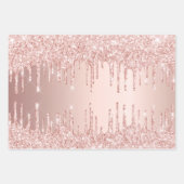 Rose Gold Glitzer Tropfen Rosa Funkelglasur gürtli Geschenkpapier Set (Vorderseite 3)