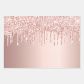 Rose Gold Glitzer Tropfen Rosa Funkelglasur gürtli Geschenkpapier Set (Vorderseite 2)