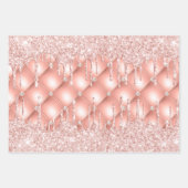 Rose Gold Glitzer Tropfen Rosa funkeln Luxus Geschenkpapier Set (Vorderseite 2)