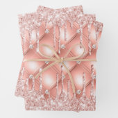 Rose Gold Glitzer Tropfen Rosa funkeln Luxus Geschenkpapier Set (Beispiel)