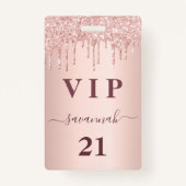 Rose Gold Glitzer Tropfen Rosa Glam vip Ausweis (Vorderseite)