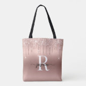 Rose Gold Glitzer Tropfen Rosa Metal Girly Monogra Tasche (Rückseite)