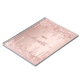 Rose Gold Glitzer Tropfen Rosa Monogramm Luxus Notizblock (Linke Seite)