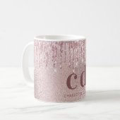 Rose Gold Glitzer Tropfen Rosa Monogramm Name Kaffeetasse (Vorderseite Links)