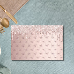 Rose Gold Glitzer Tropfen Rosa Monogramm Seidenpapier
