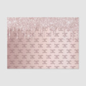 Rose Gold Glitzer Tropfen Rosa Monogramm Seidenpapier (Vorderseite)