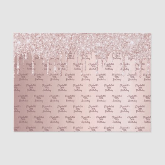 Rose Gold Glitzer Tropfen Rosa Monogramm Seidenpapier (Vorderseite)