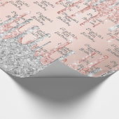Rose Gold Glitzer Tropfen Rosa Silbername Geschenkpapier (Ecke)
