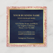 Rose Gold Glitzer Tropfen Rosa Verziert Cake Bäcke Quadratische Visitenkarte (Rückseite)