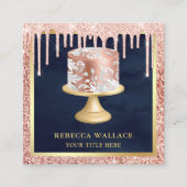 Rose Gold Glitzer Tropfen Rosa Verziert Cake Bäcke Quadratische Visitenkarte (Vorderseite)