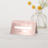 Rose Gold Glitzer Tropfen rot Ballons Geburtstag Platzkarte (Vorderseite)