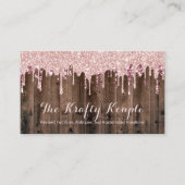 Rose Gold Glitzer Tropfen Rustikales Holz Antikes Visitenkarte (Vorderseite)