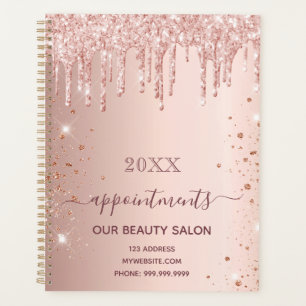 Rose Gold Glitzer Tropfen Salon Ernennungen 2023 Planer