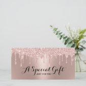 Rose Gold Glitzer Tropfen Salon Geschenkgutscheine (Stehend Vorderseite)