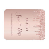 Rose Gold Glitzer Tropfen Save the Date Magnet (Horizontal)