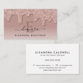 Rose Gold Glitzer Tropfen Schmuck Designer Monogra Visitenkarte (Vorne/Hinten)