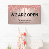Rose Gold Glitzer Tropfen Schönheitssalon Wir sind Banner (Insitu)