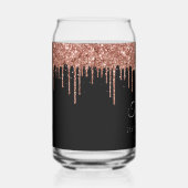Rose Gold Glitzer Tropfen Schwarz 21. Geburtstag Dosenglas (Rechts)