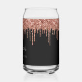 Rose Gold Glitzer Tropfen Schwarz 21. Geburtstag Dosenglas (Links)