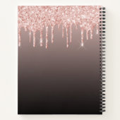 Rose Gold Glitzer Tropfen schwarzer Kupferfarbe Notizblock (Rückseite)