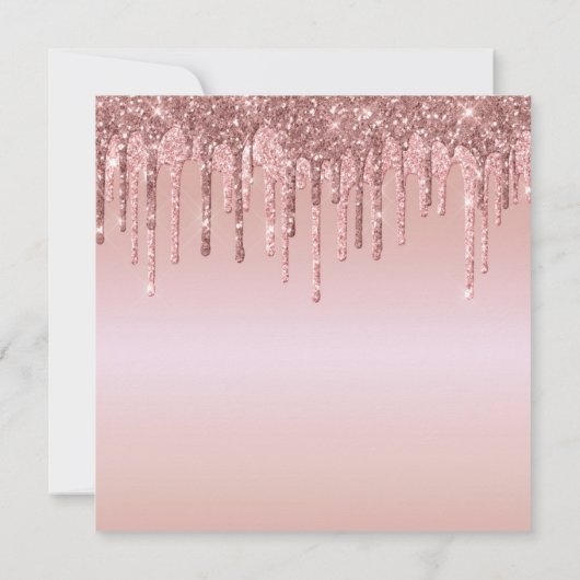Rose Gold Glitzer Tropfen Script Brautparty Einladung (Rückseite)