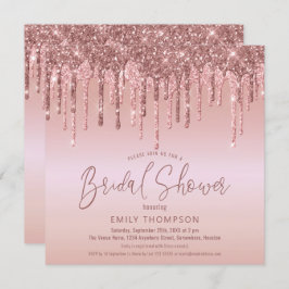 Rose Gold Glitzer Tropfen Script Brautparty Einladung