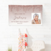 Rose Gold Glitzer Tropfen Script Foto 80. Geburtst Banner (Insitu)