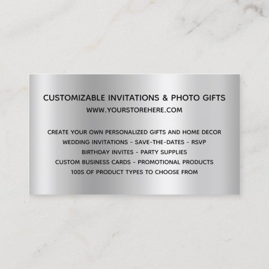 Rose Gold Glitzer Tropfen Silver Ombre Online Stor Visitenkarte (Rückseite)