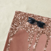 Rose Gold Glitzer Tropfen Sparkle Monogram Name Strandtuch (Beispiel)
