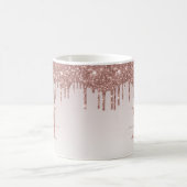 Rose Gold Glitzer Tropfen Sparkle Monogram Script Kaffeetasse (Mittel)